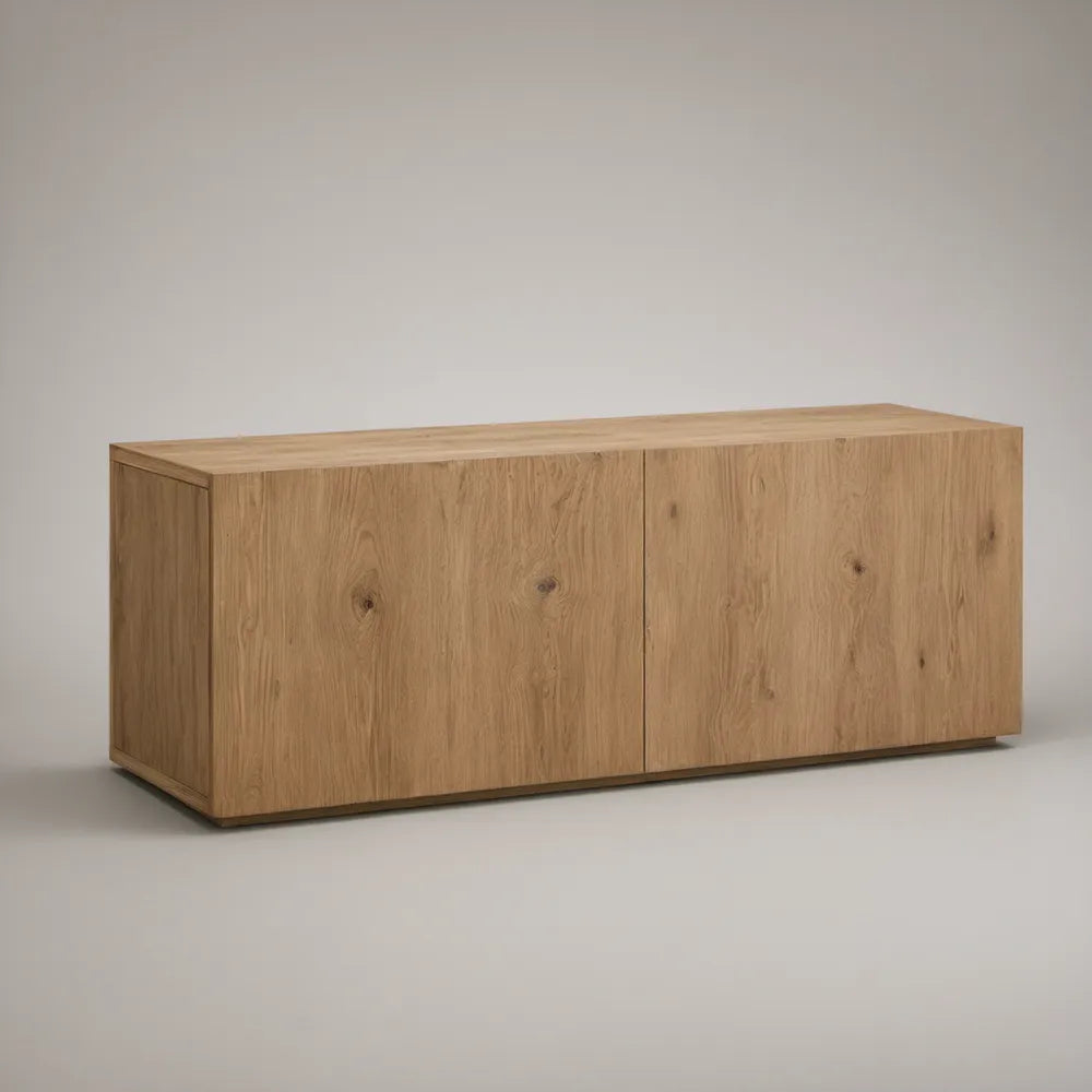 Móvel de TV com 2 Portas em MDF Folheado a Carvalho Natural, 160 x 42 x 70 cm